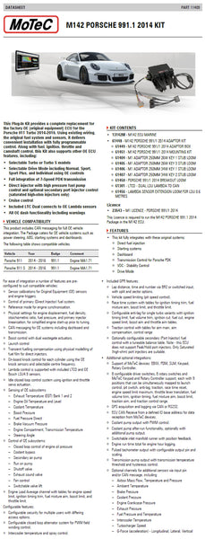 Motec Porsche 991.1 Plug and Play Kit